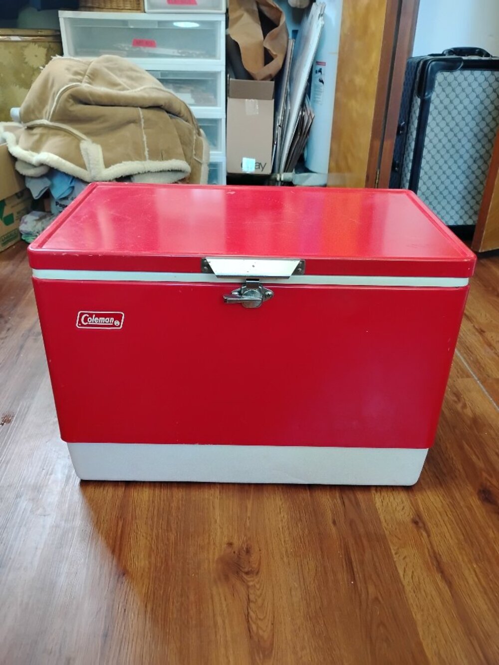 Vintage 70s Coleman Metal Cooler Chest